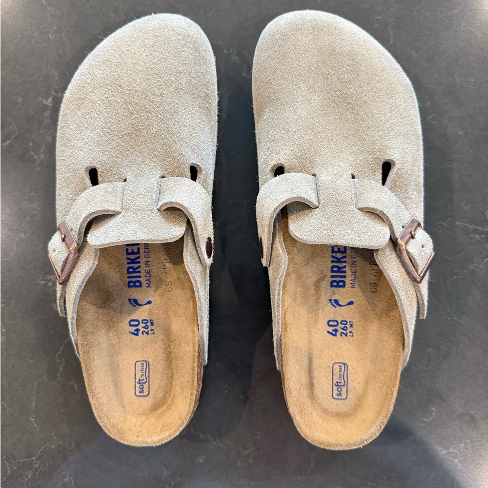 Birkenstock Taupe Soft Footbed Clog Size 40